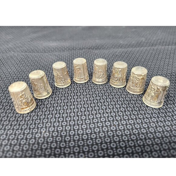 Antique Simons Bros. Sterling Silver Thimble Lot of 8 – U.S. State Series (.925) - Picture 3 of 11